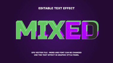 Düzenlenebilir Metin Efekti Karışık 3B Vektör Şablonu