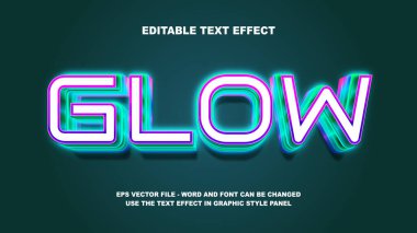 Düzenlenebilir Metin Efekti Parlak 3B Vektör Şablonu