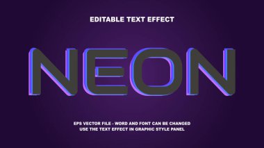 Düzenlenebilir Metin Efekti Neon Kenar 3B Vektör Şablonu