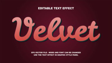 Düzenlenebilir Metin Efekti Kadife 3B Vektör Şablonu