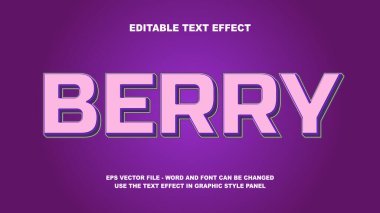 Düzenlenebilir Metin Efekti Böğürtlen 3B Vektör Şablonu