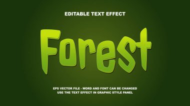 Düzenlenebilir Metin Efekti Ormanı 3B Vektör Şablonu