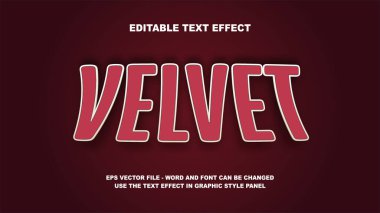 Düzenlenebilir Metin Efekti Kadife 3B Vektör Şablonu