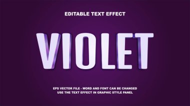 Düzenlenebilir Metin Efekti Violet 3D Vektör Şablonu