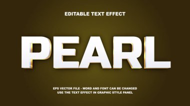 Düzenlenebilir Metin Efekti İnci 3B Vektör Şablonu