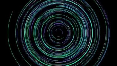 Hipnotik Neon Dairesel Desen Arkaplan Animasyon 4K Görüntü Üstü Efekti