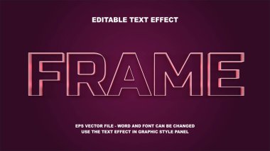 Düzenlenebilir Metin Efekti Çerçeve 3B Vektör Şablonu