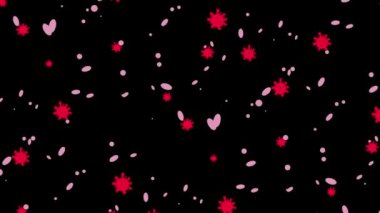 Siyah Arkaplan Animasyon 4K Video Efekti Üzerine Kırmızı Virüs Deseni