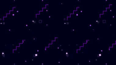 Koyu Arkaplan Animasyon 4K Görüntü Efekti Mor Piksel Geometrik Deseni