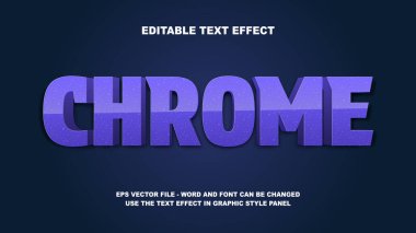 Düzenlenebilir Metin Efekti Krom 3B Vektör Şablonu