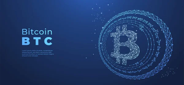 Bitcoin Crypto Monnaie Avec Disjoncteur Technologie Blockchain Décentralisation Argent Numérique — Image vectorielle