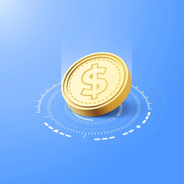 Digital Money Dollar Coin Vector Art Illustration Central Bank Currency — 图库矢量图片