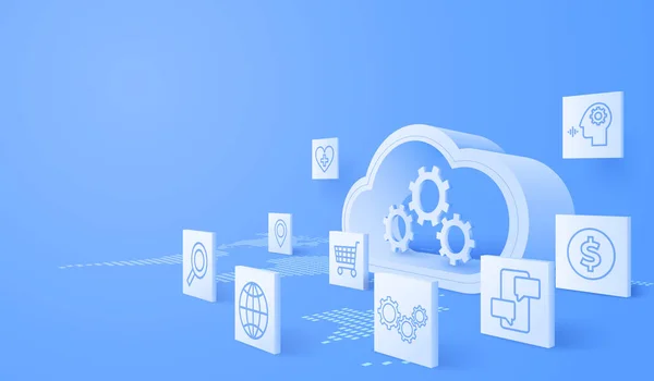 Cloud Computing Service Management Digital Teknik Bakgrund Vektor Konst Illustration — Stock vektor