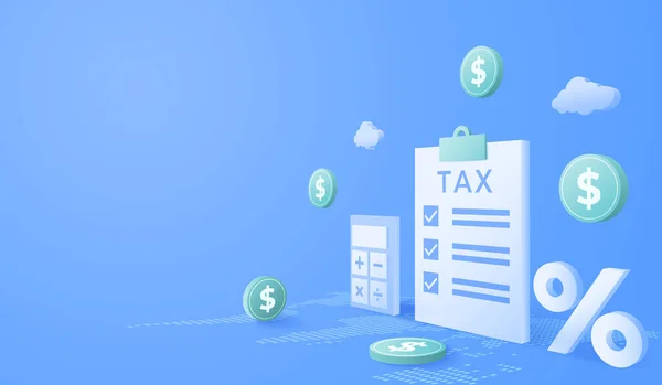 Tax Dinero Dólares Fondo Concepto Gestión Financiera Cálculo Impuestos Contabilidad — Archivo Imágenes Vectoriales
