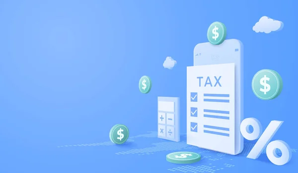 Tax Und Dollargeld Mit Smartphone Hintergrund Finanzmanagement Konzept Steuerberechnung Und — Stockvektor