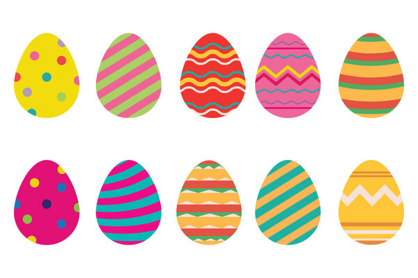 easter eggs set flat design on white background.
