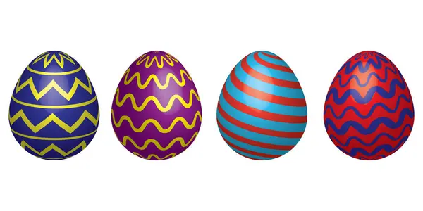 Soyutlanmış Arka Planda Renkli Gerçekçi Paskalya Yumurtaları Dekoratif Vektör Elementleri — Stok Vektör
