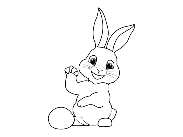 Cute Bunny Rabbit Outline Sketch Egg Vector Illustration Ester Day — Stock Vector