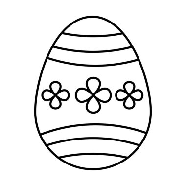 Paskalya yumurtaları siyah beyaz taslak, ester yumurta ikonu, Paskalya günü elementi. Yumurtanın vektör illüstrasyonu.