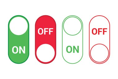 Kapatma düğmeleri simgesi ayarlandı. Web ve uygulama UI tasarımları için vektör düğmelerini aç / kapat. Kaydır ya da kaydır. siyah ve beyaz.