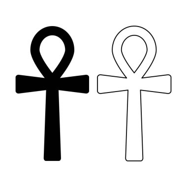 Ankh sembolü ikonu, Antik Mısır Ankh işaretleri koleksiyonu, Sonsuz yaşamın sembolü, Mısır haç işareti.