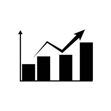 İş grafiği simgesi. Grafik düz çizim, beyaz arkaplanda büyüyen grafik simgesi. Finans ikonu, bar çizelgesi. Web sitesi tasarımınız için grafik çubuğu sembolü, logo, uygulama, UI tasarımı. Dijital grafik