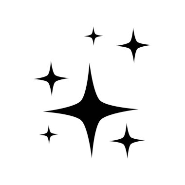 Beyaz arkaplanda izole edilmiş simge sembolü vektörünü parlat. Yıldız simgeleri, vektör illüstrasyonu,