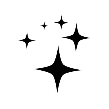 Beyaz arkaplanda izole edilmiş simge sembolü vektörünü parlat. Yıldız simgeleri, vektör illüstrasyonu,