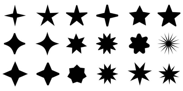 Sparkle star icons set. Stars collection, Star vector icons. Black set of Stars, isolated on white background. starburst star icon. Stars in modern simple flat style.