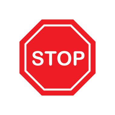 Uygulamalar ve web siteleri için metin düz simgesi içeren kırmızı dur işareti simgesi vektörü, standart trafik işareti durdurma.