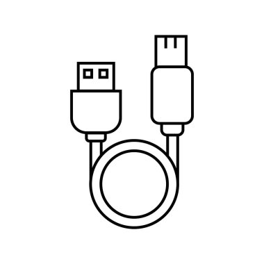 USB Şarj Kablosu Cep Telefonu ve Smartphone USB Kablo Ana Hattı Vektör Simgesi, USB ve Micro-USB Bağlantıları Simgesi ile Kablo Döngüsü