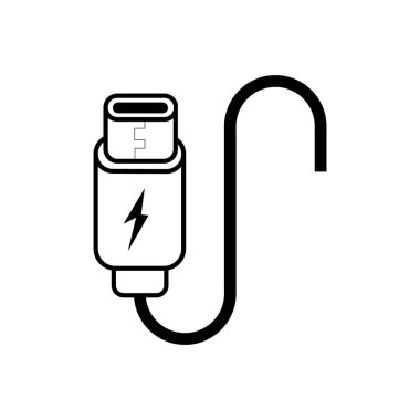 USB Şarj Kablosu Cep Telefonu ve Smartphone Plug ana hatları USB kablo ikon vektör işareti, teknoloji, bağlantı cihazı işareti, elektronik taşınabilir sembol