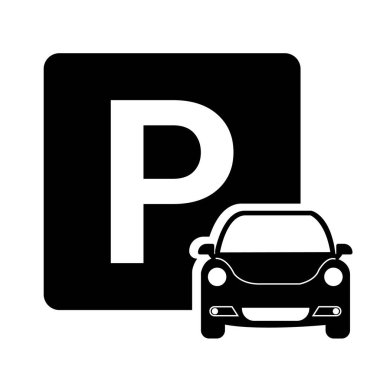 Araba park etme ikonu, park yeri tabelası. Park yeri