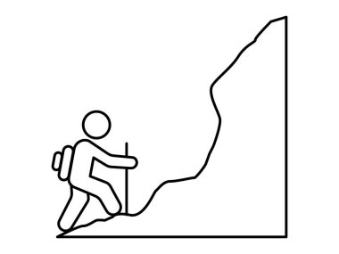 Kaya tırmanışçısı siyah ana hatlı vektör sembolü, Web UI tasarımları için simge yeniden ayarlanıyor
