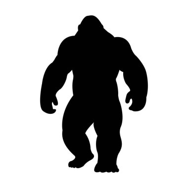 Beyaz arkaplanda goril siluetleri vektörü.