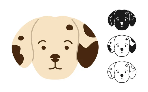 Dog Dalmatian Enfrenta Conjunto Personagens Desenhos Animados Bonito Cachorro Kawaii — Vetor de Stock