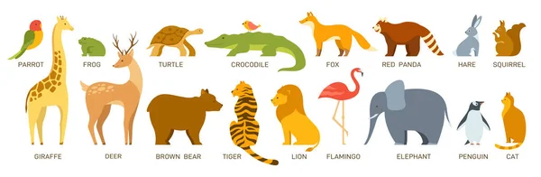 Animal Mit Titeln Cartoon Set Alphabet Für Kinder Pädagogische Lernillustration — Stockvektor