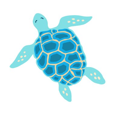 Deniz kaplumbağası karikatür vektör çizim sanatı. Okyanus kaplumbağası yüzen komik çocuklar düz tasarım. Çocuklar için basit komik çizimler. Mutlu tropikal deniz hayvanı beyaz arka plan