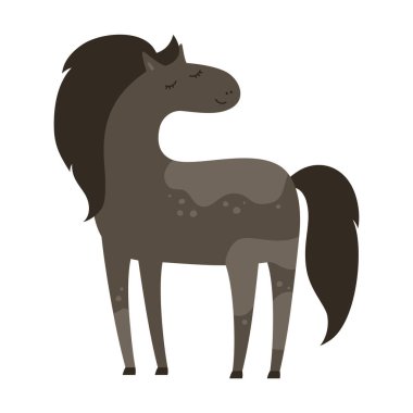 At çizgi filmi vektör çizimi. Beyazın üzerinde izole edilmiş rüya gibi bir at. Komik safkan vahşi aygır. Çiftlik düz karakterli hayvan sanatı. El çizimi çocuk kitapları ve eğitim materyalleri için mükemmel.