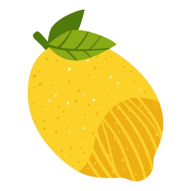 Limonlu turunçgil çizimi. Olgun limon karalaması soyut el çizimi logo meyvesi. Turunçgil sanatı imzala. Çocuklar için sade stilize grafik sanatı, çıkartma, kart, poster, kapak