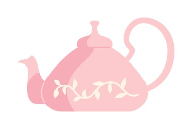 Retro çaydanlık ya da karikatür çizimi. Klasik seramik çaydanlık, el yapımı çiçek desenleri. Soyut çocuksu el basit, antika, eski moda çaydanlık çanak çömleği çizdi. Vektör clipart sanatı