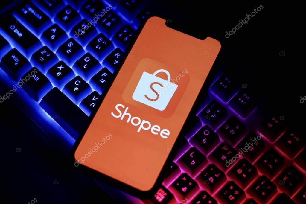 In this photo illustration, The logo of online marketplace ecommerce,Shopee is displayed on a smartphone screen.Indonesia - May 22th 2024.