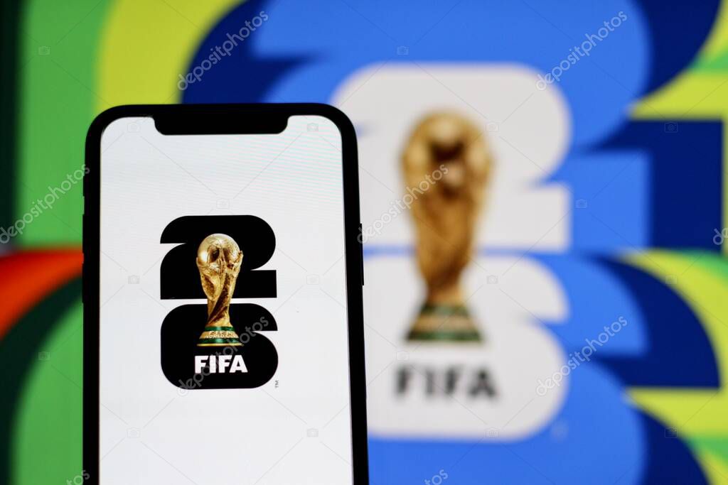 In this photo illustration, The logo of the Official FIFA World Cup 2026 is displayed on a smartphone screen.Indonesia - May 22th 2024.