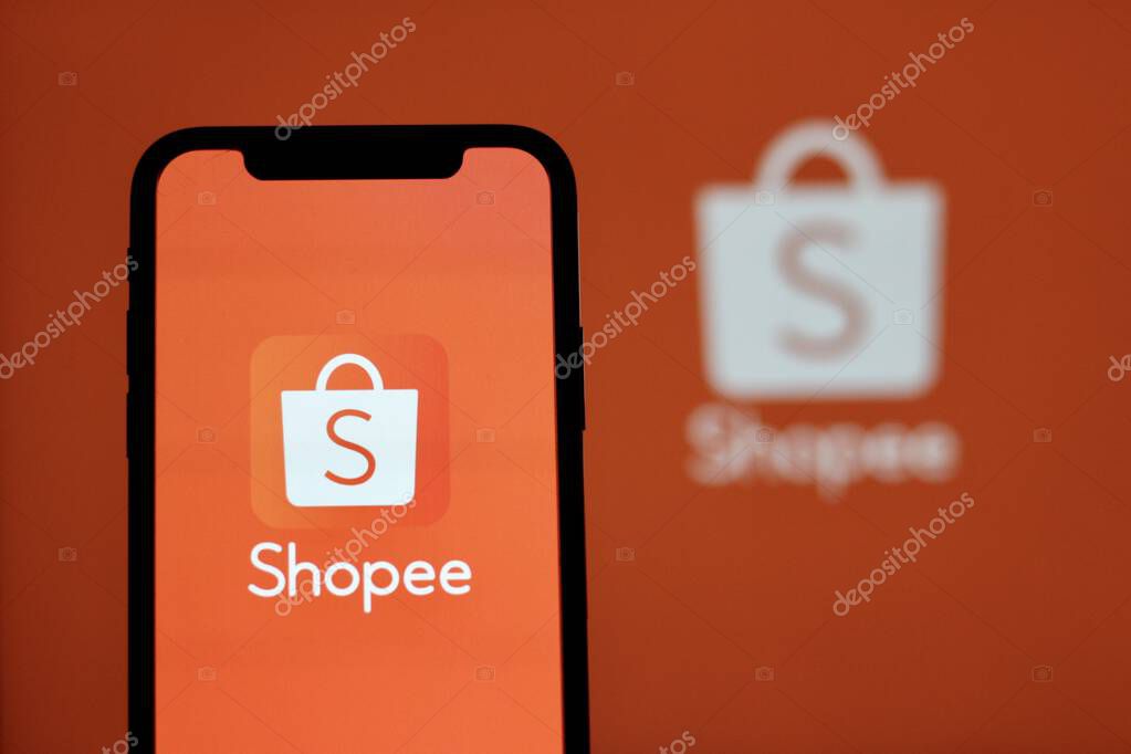 In this photo illustration, The logo of online marketplace ecommerce,Shopee is displayed on a smartphone screen.Indonesia - May 22th 2024.