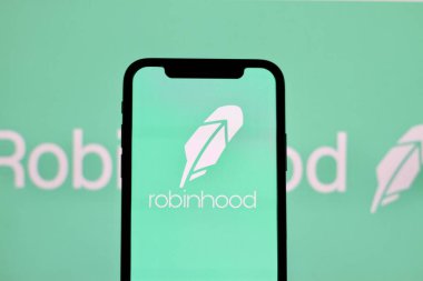Robinhood uygulama logosu asmartphone Screen.Endonezya - 10 Haziran 2024.