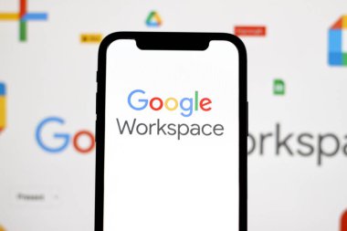 Google Çalışma Alanı 'nın logosu, bir akıllı telefondan gösterilir. Endonezya - 16 Haziran 2024.