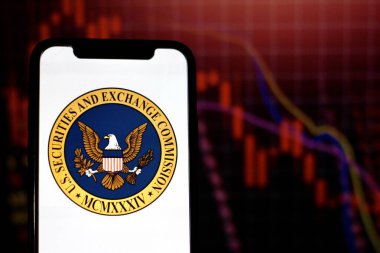 Bu fotoğraf illüstrasyonunda, ABD Menkul Kıymetler ve Borsa Komisyonu 'nun logosu, the Sec, bir akıllı telefonda sergilenmektedir. Endonezya - 18 Haziran 2024.