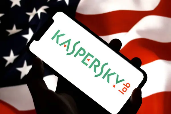 Stock image In this photo illustration,the logo of Kaspersky Lab,is displayed on a smartphone.indonesia - June 23th 2024.