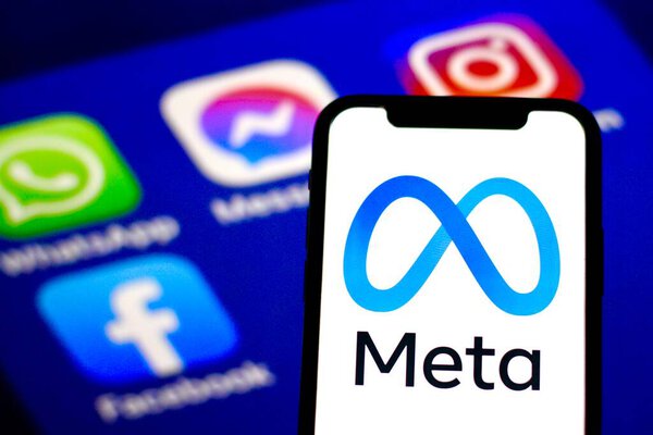 In this photo illustration,the logo of META,is displayed on a smartphone.indonesia - June 23th 2024.