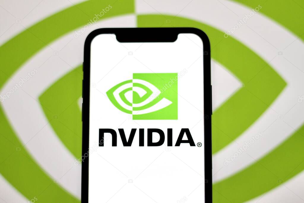 In this photo illustration, the nVIDIA logo is displayed on a smartphone screen.Indonesia - May 28th 2024.